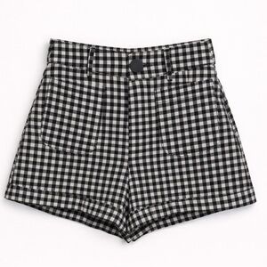 Zara Black & White Gingham High-Waisted Shorts | XS 🖤🤍